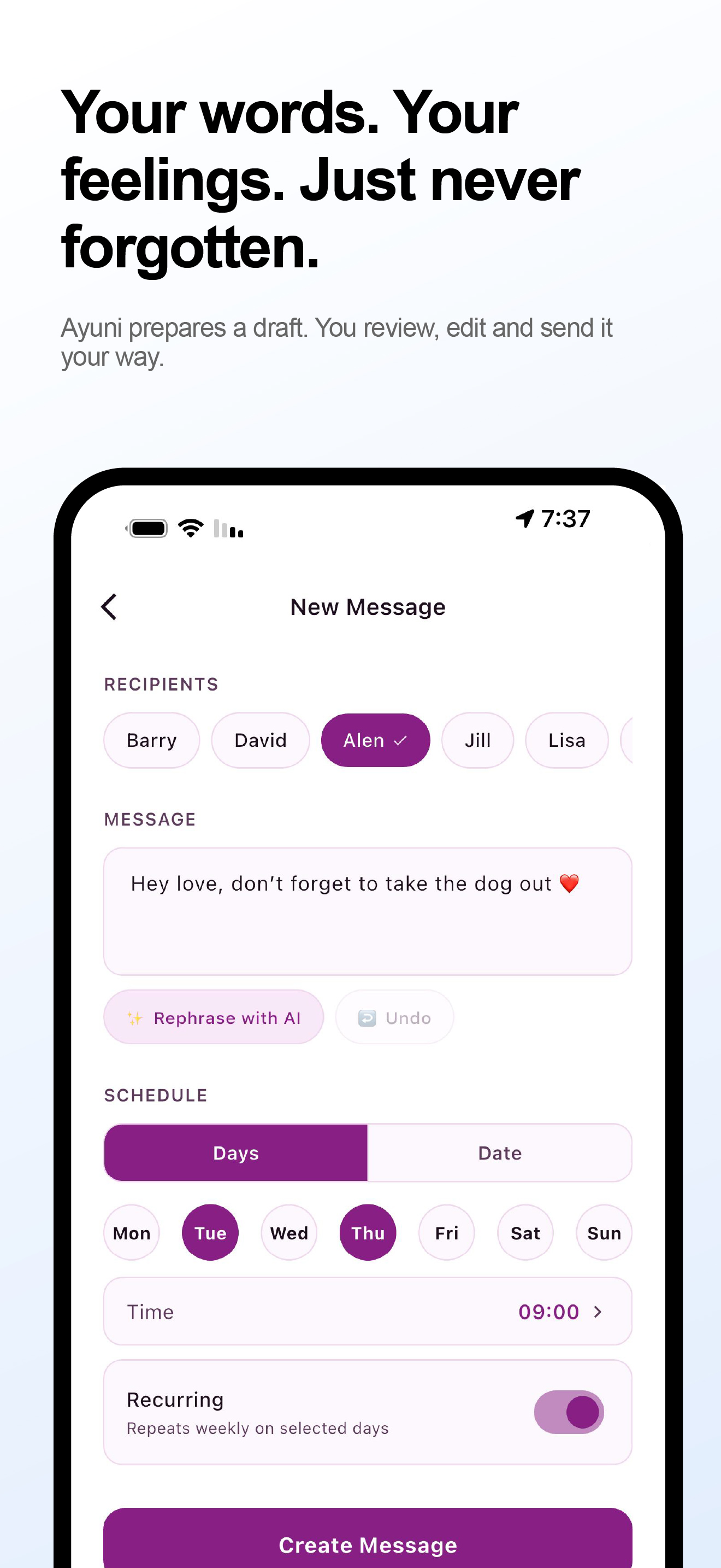 Reviewing and editing a message before sending